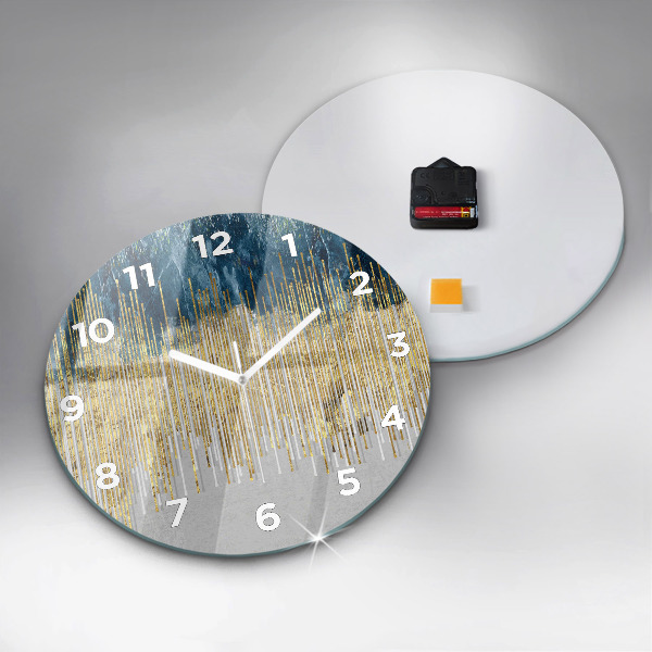 Round glass clock Decorative pattern and gold
