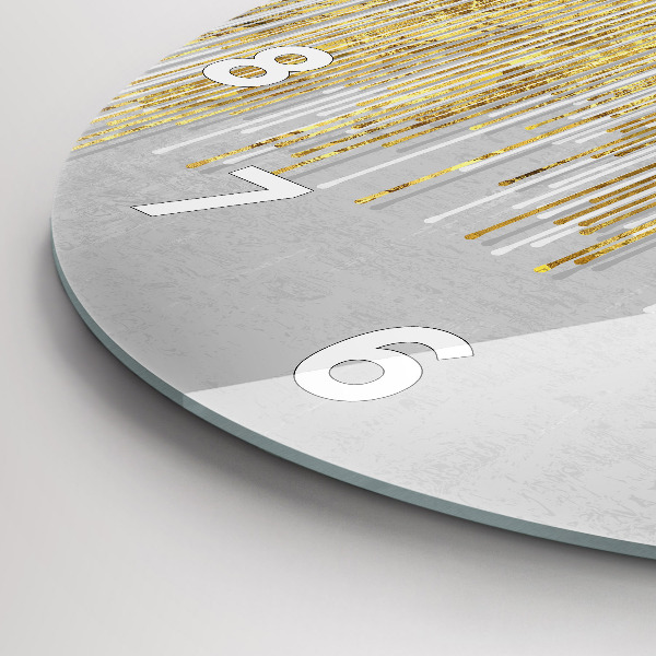Round glass clock Decorative pattern and gold