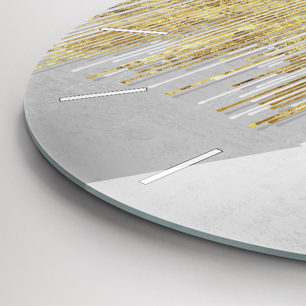 Round glass clock Decorative pattern and gold