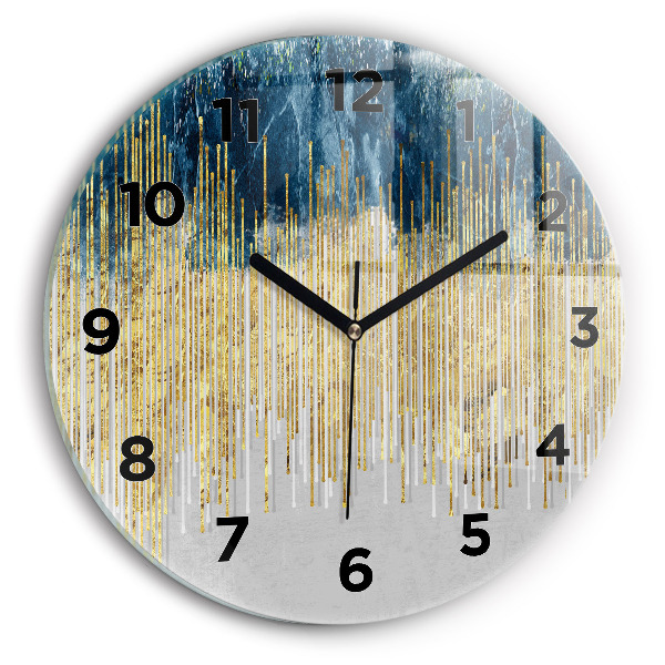 Round glass clock Decorative pattern and gold