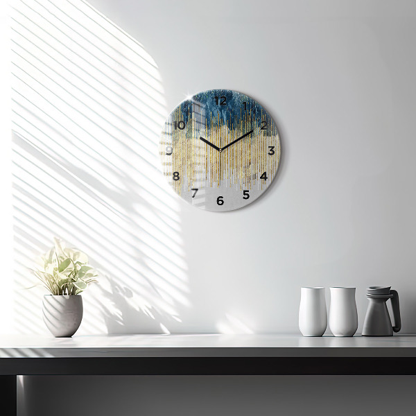 Round glass clock Decorative pattern and gold