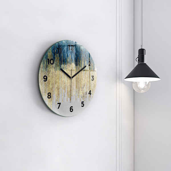 Round glass clock Decorative pattern and gold