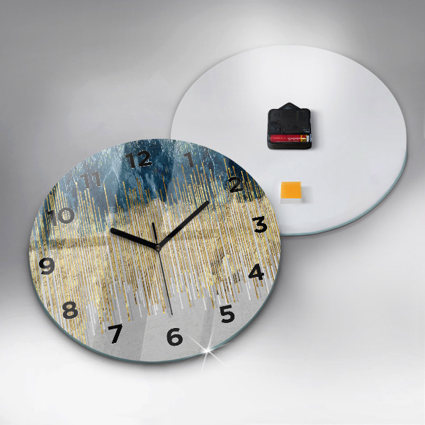 Round glass clock Decorative pattern and gold