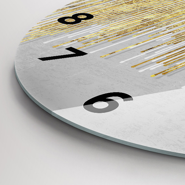 Round glass clock Decorative pattern and gold