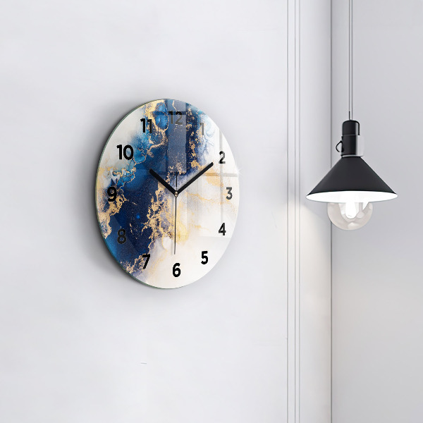 Round glass clock Marble pattern