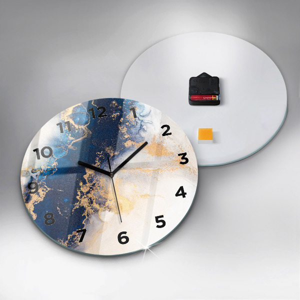 Round glass clock Marble pattern