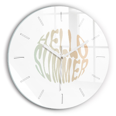 Round glass clock Hello Summer!