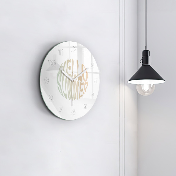 Round glass clock Hello Summer!