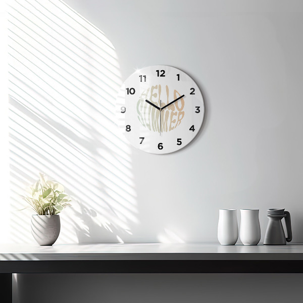 Round glass clock Hello Summer!