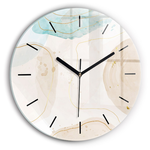 Round glass clock Watercolor stains