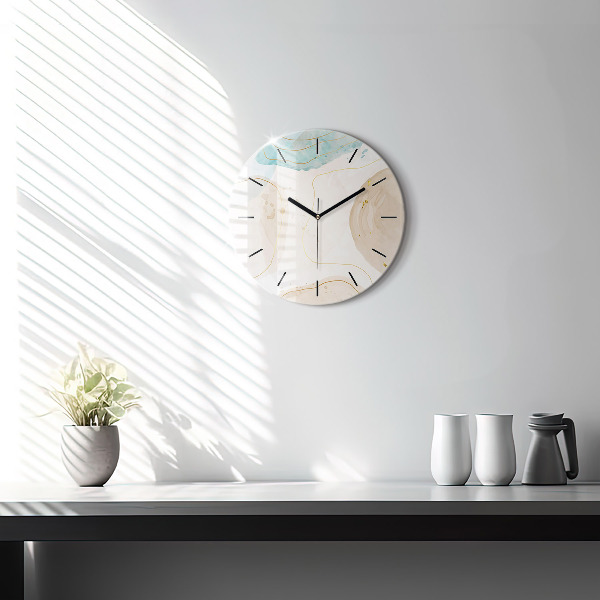 Round glass clock Watercolor stains
