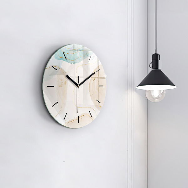Round glass clock Watercolor stains