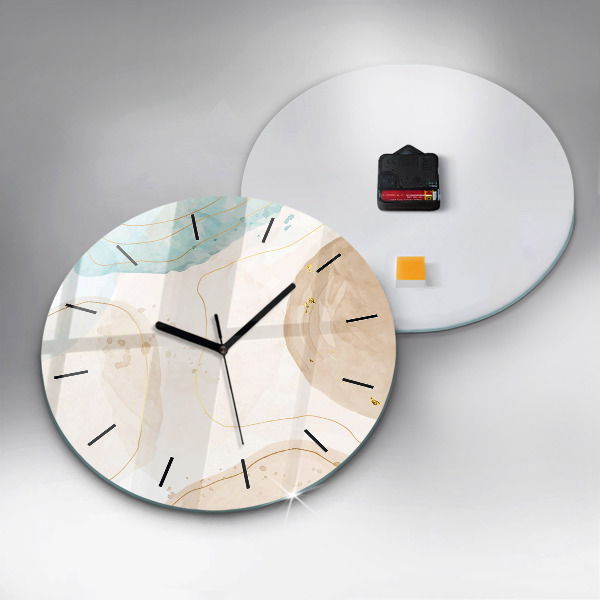 Round glass clock Watercolor stains