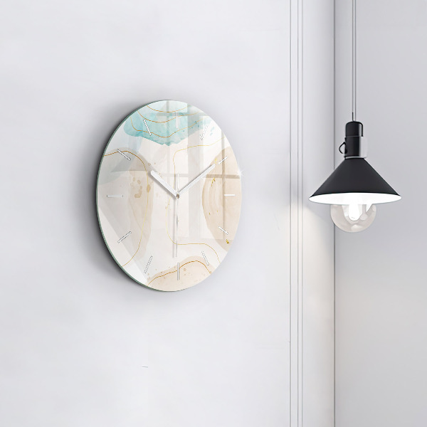 Round glass clock Watercolor stains