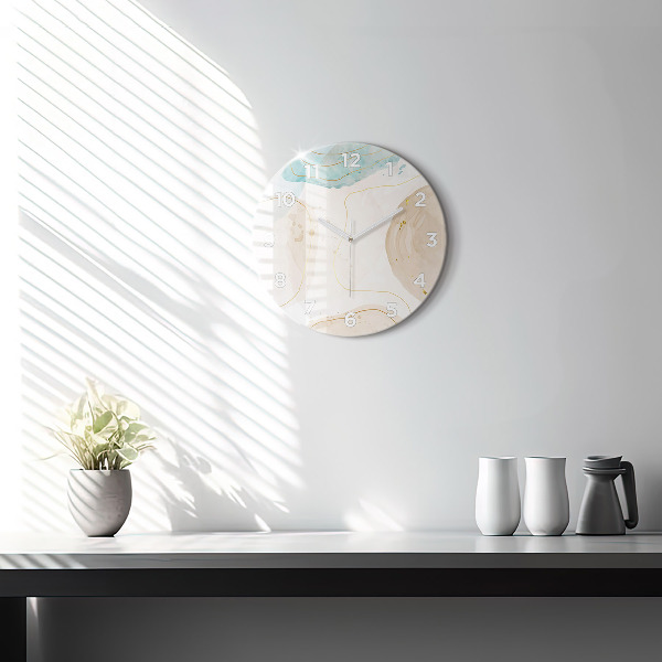 Round glass clock Watercolor stains