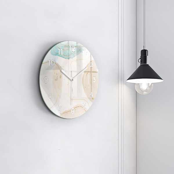 Round glass clock Watercolor stains
