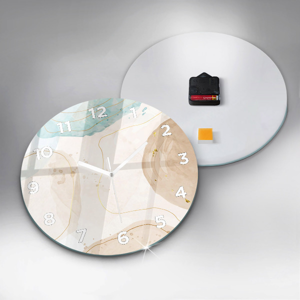 Round glass clock Watercolor stains