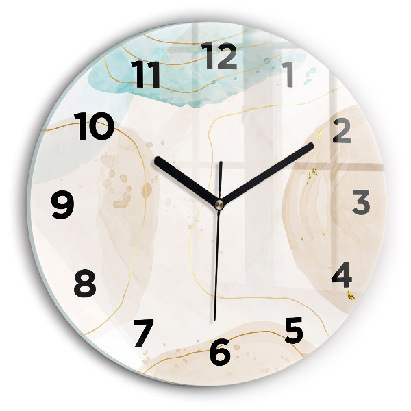 Round glass clock Watercolor stains