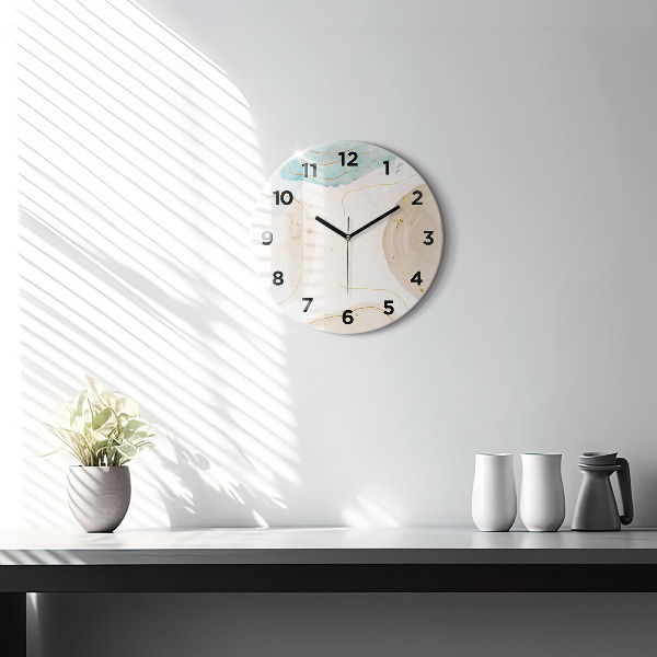 Round glass clock Watercolor stains