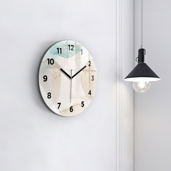 Round glass clock Watercolor stains