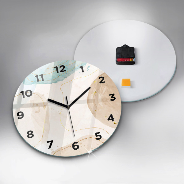 Round glass clock Watercolor stains