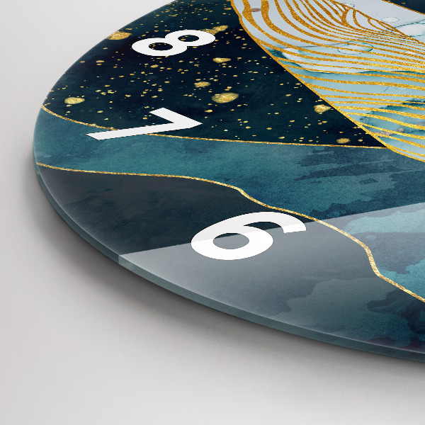 Round glass clock Abstract whale