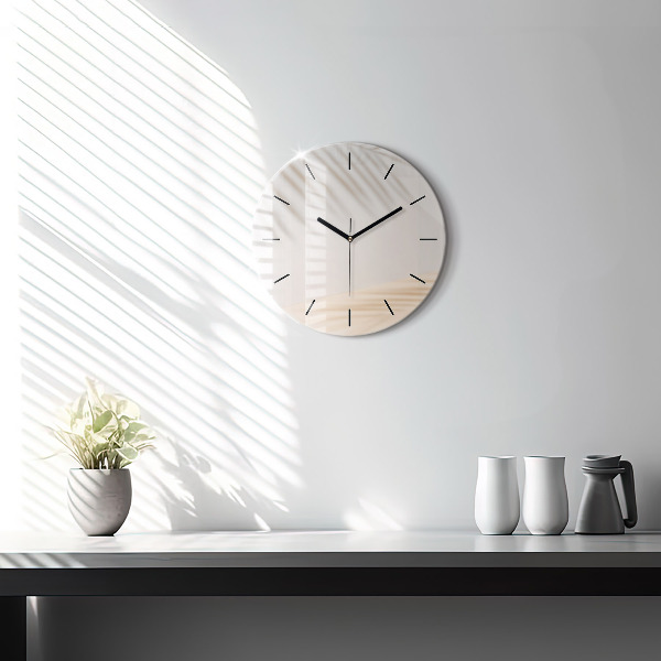 Round glass clock Creamy abstraction