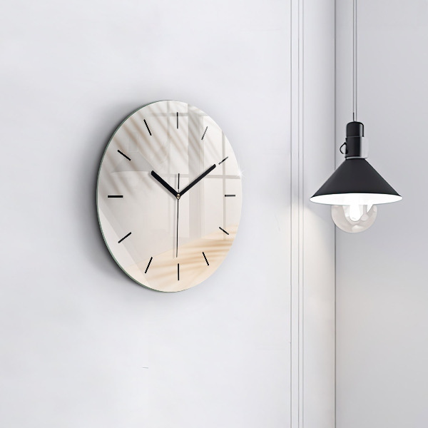 Round glass clock Creamy abstraction