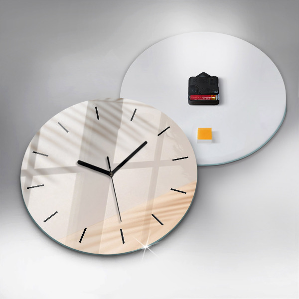 Round glass clock Creamy abstraction