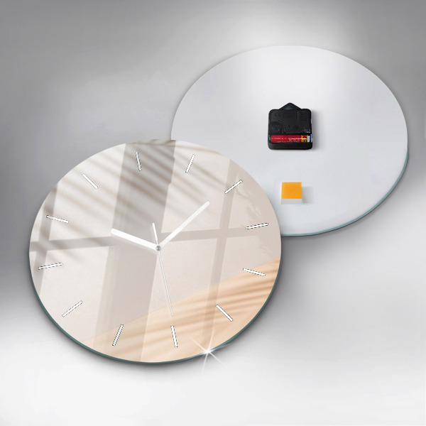 Round glass clock Creamy abstraction