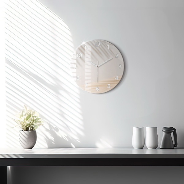 Round glass clock Creamy abstraction
