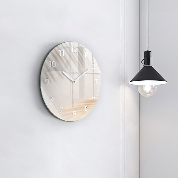 Round glass clock Creamy abstraction