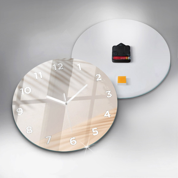 Round glass clock Creamy abstraction