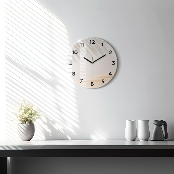 Round glass clock Creamy abstraction