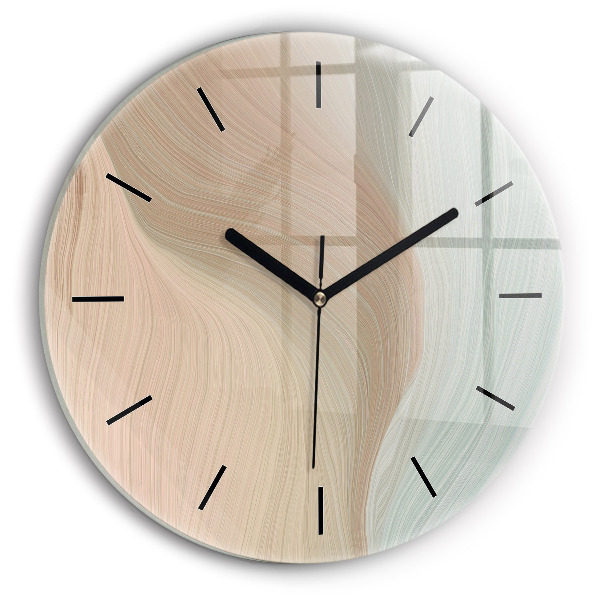 Round glass clock Wave abstraction