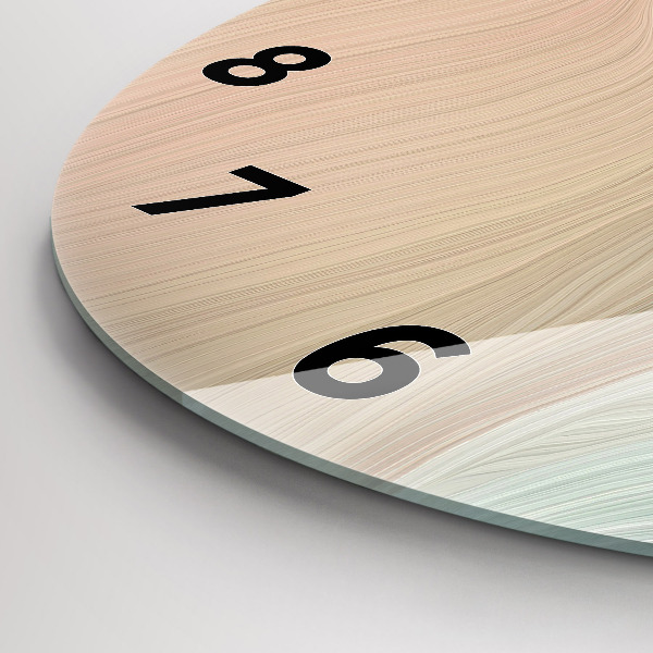 Round glass clock Wave abstraction