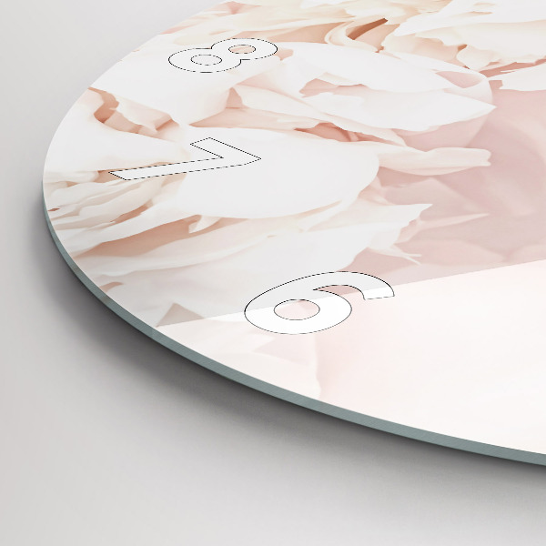 Round glass clock Peony flowers