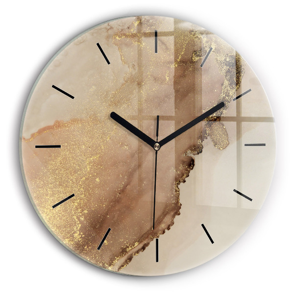 Round glass clock Beige modern art