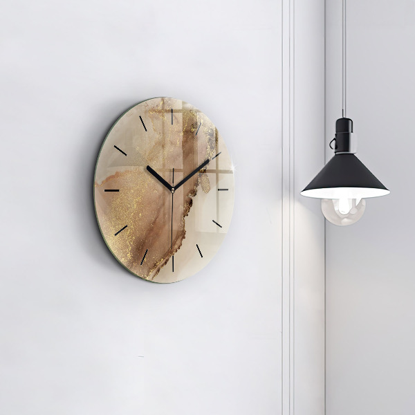 Round glass clock Beige modern art