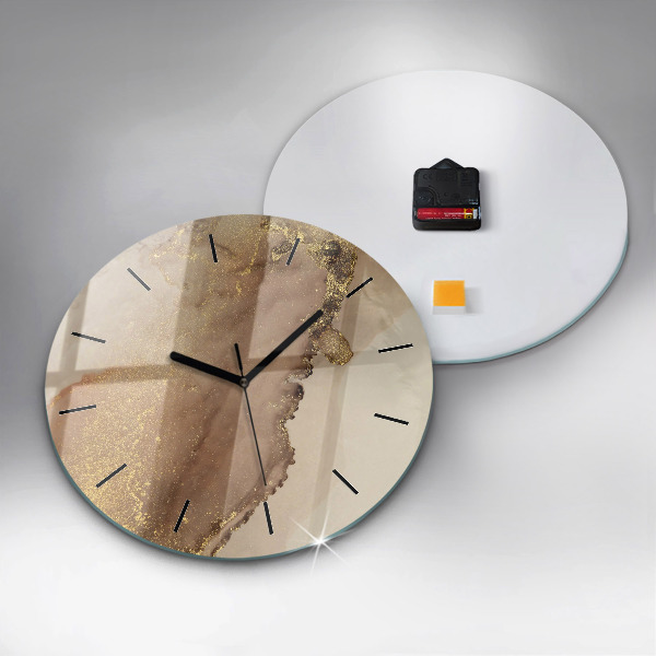 Round glass clock Beige modern art
