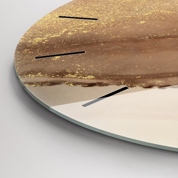 Round glass clock Beige modern art