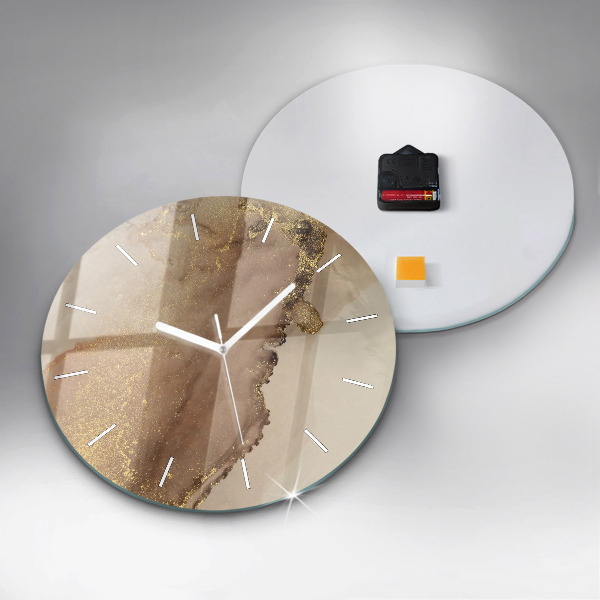 Round glass clock Beige modern art