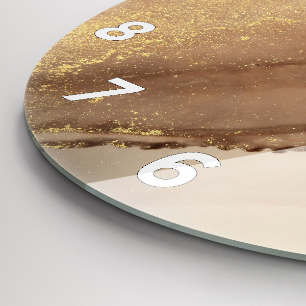 Round glass clock Beige modern art