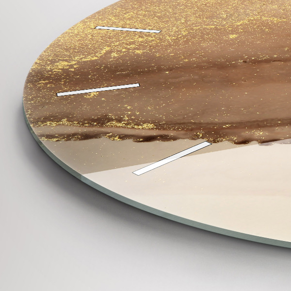 Round glass clock Beige modern art