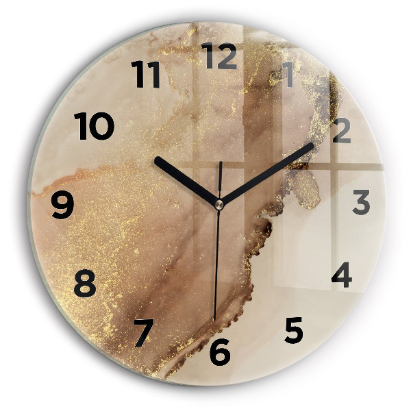 Round glass clock Beige modern art