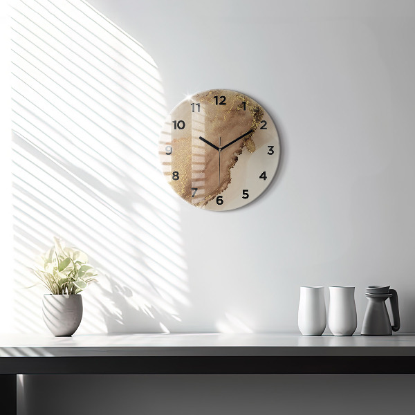 Round glass clock Beige modern art