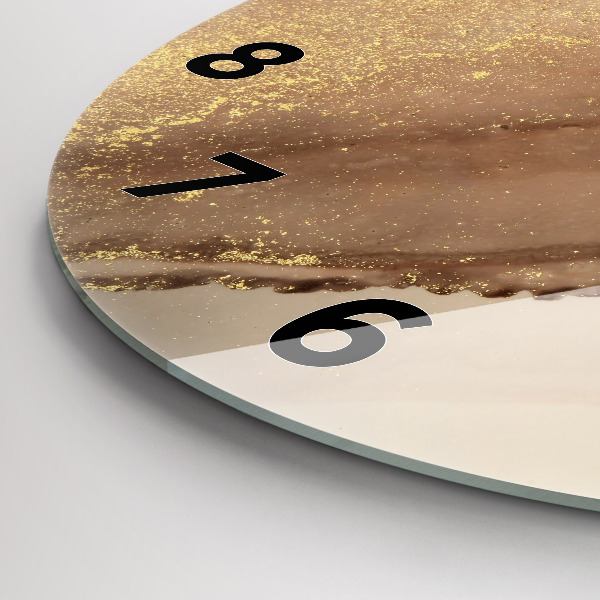 Round glass clock Beige modern art