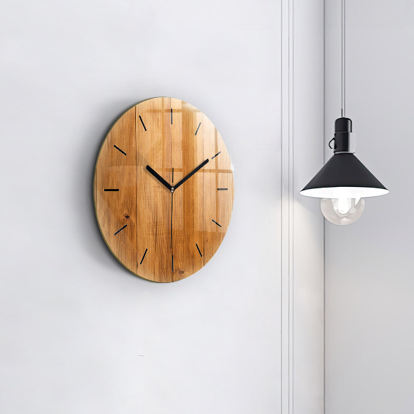 Round glass clock Wooden boards