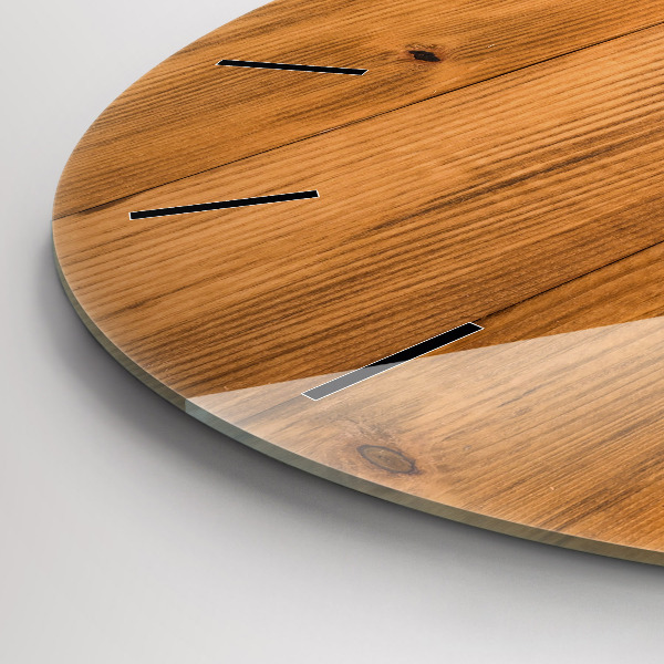 Round glass clock Wooden boards