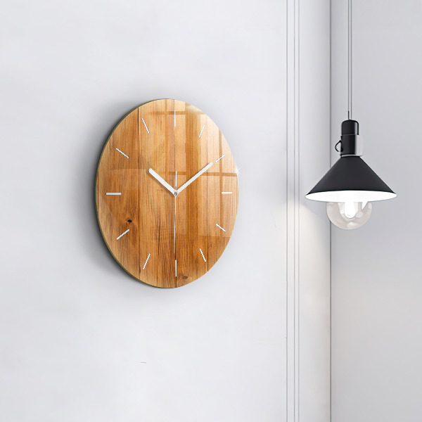 Round glass clock Wooden boards